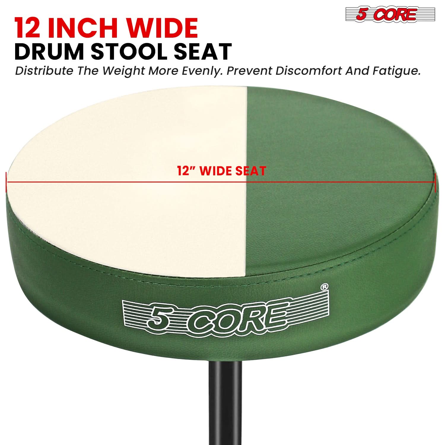5 Core Drum Throne 3" Thick Padded Comfortable Guitar Stool Drummer Chair Adjustable Musician Seat