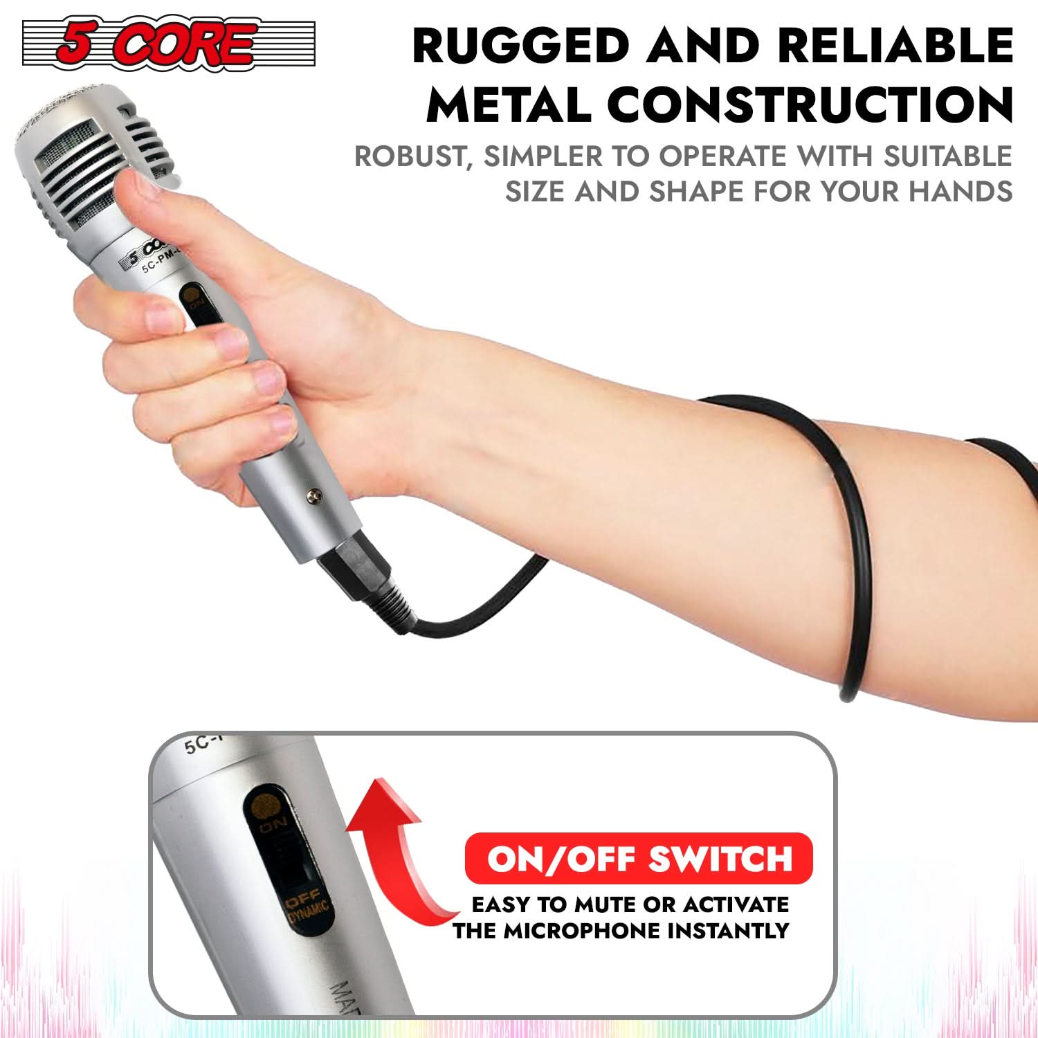 5Core XLR Microphone Dynamic Mic Karaoke Singing Studio Mics Handheld Microfono