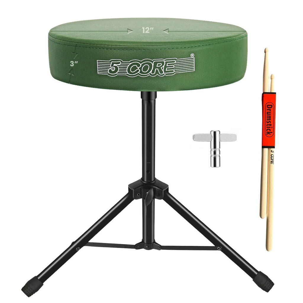 5 Core Drum Throne 3" Thick Padded Comfortable Guitar Stool Drummer Chair Adjustable Musician Seat