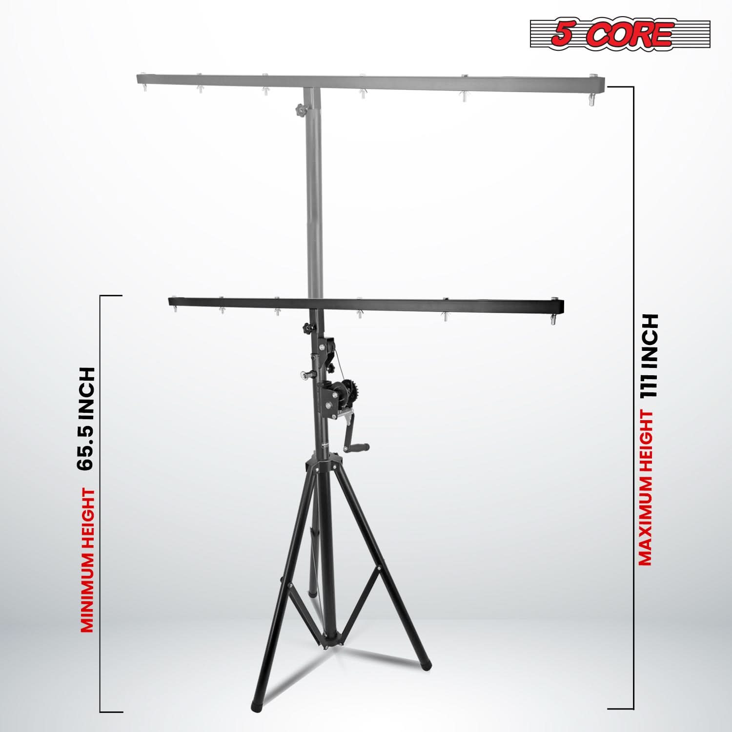 5Core DJ Light Stand Stage Lighting Truss System Hand Crank Heavy Duty Adjustable T bar Mount Tripod