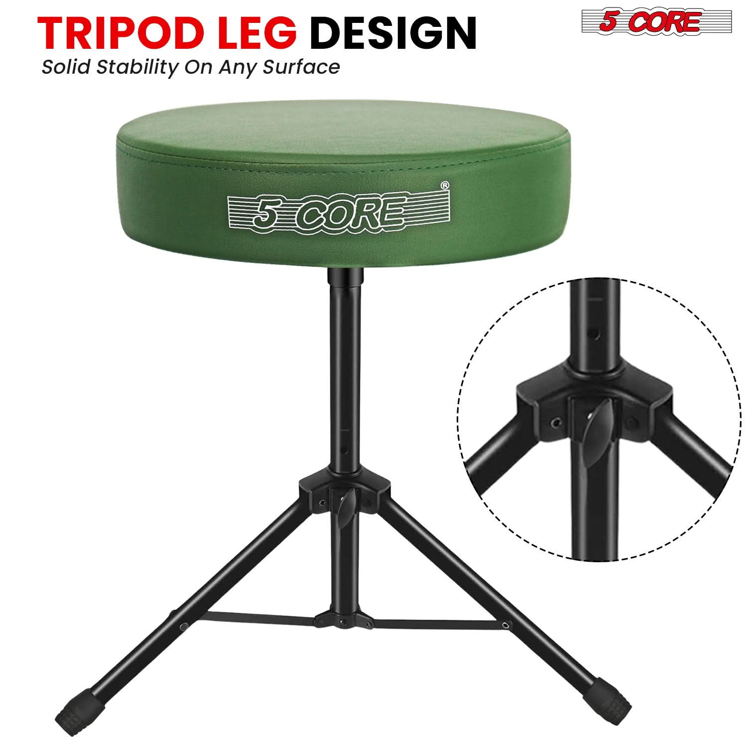 5 Core Drum Throne 3" Thick Padded Comfortable Guitar Stool Drummer Chair Adjustable Musician Seat
